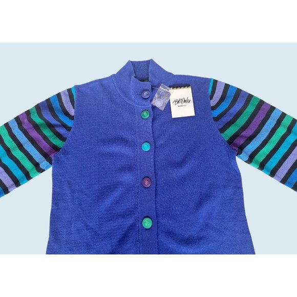 BOB MACKIE Wearable Art Striped Sleeve Tunic Sweater Sz M NWT - Picture 3 of 8